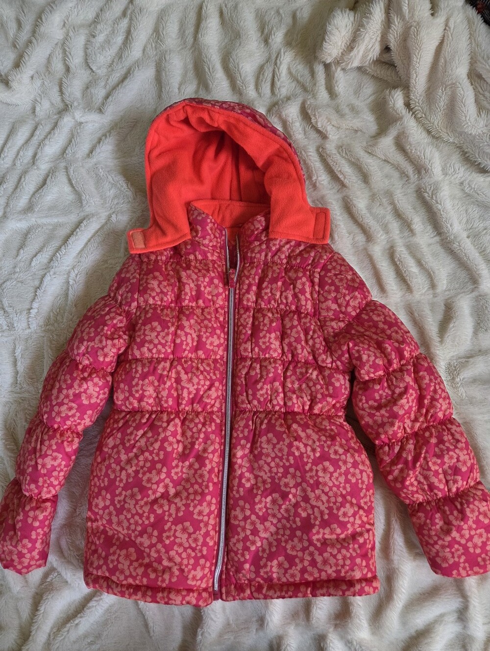 Girls Medium 10-12 Puffer Jacket with Hood